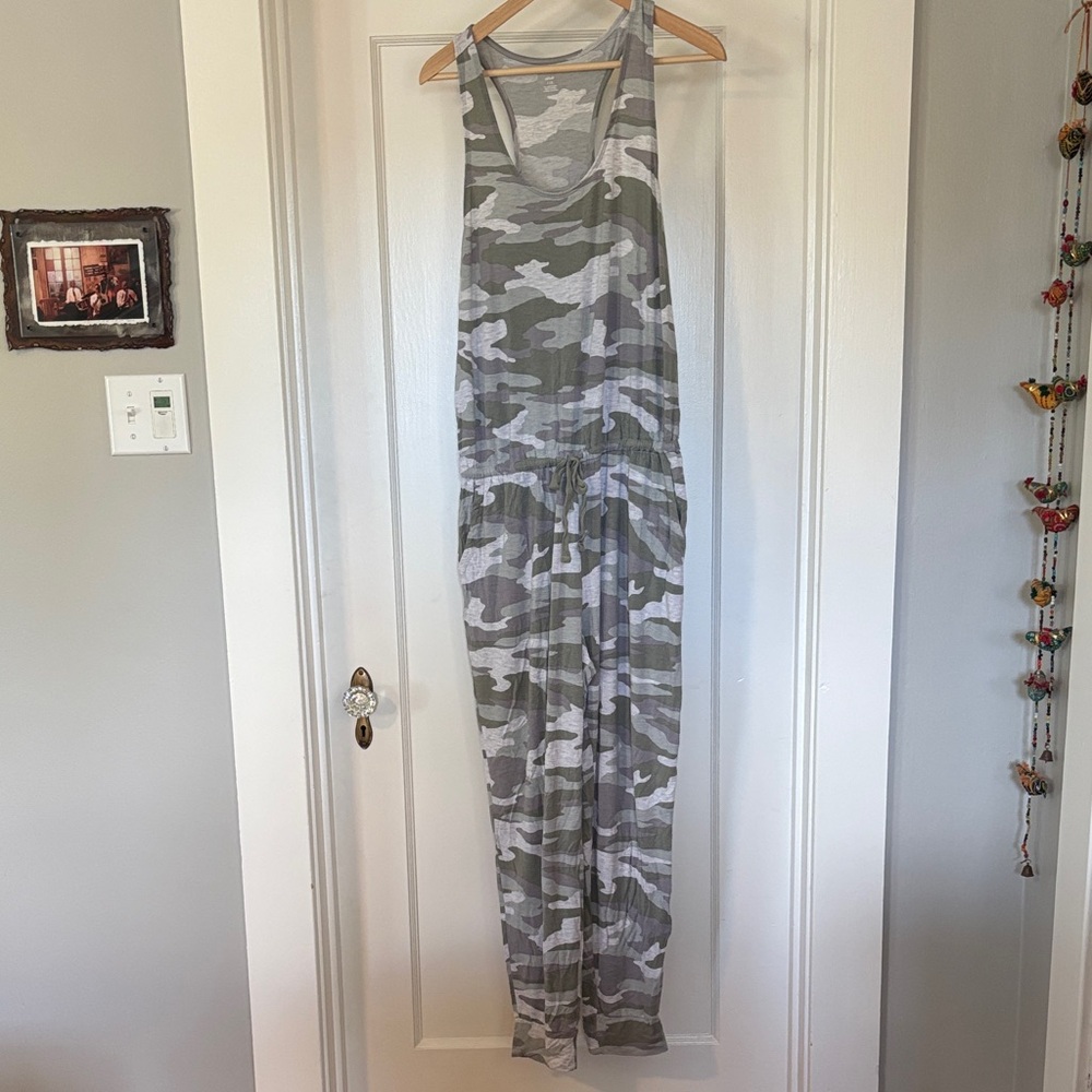 Gray Camouflage Racerback Jumpsuit
